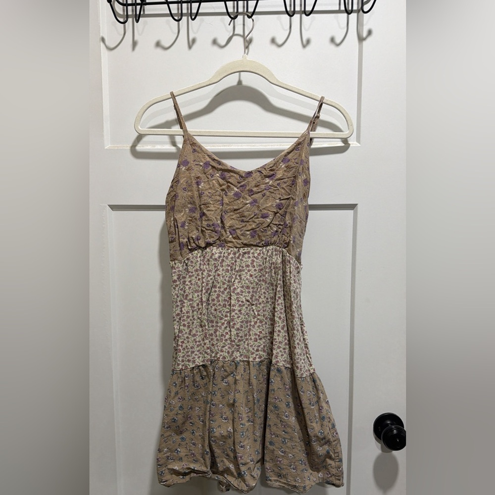 Floral Patchwork Spaghetti Strap Dress